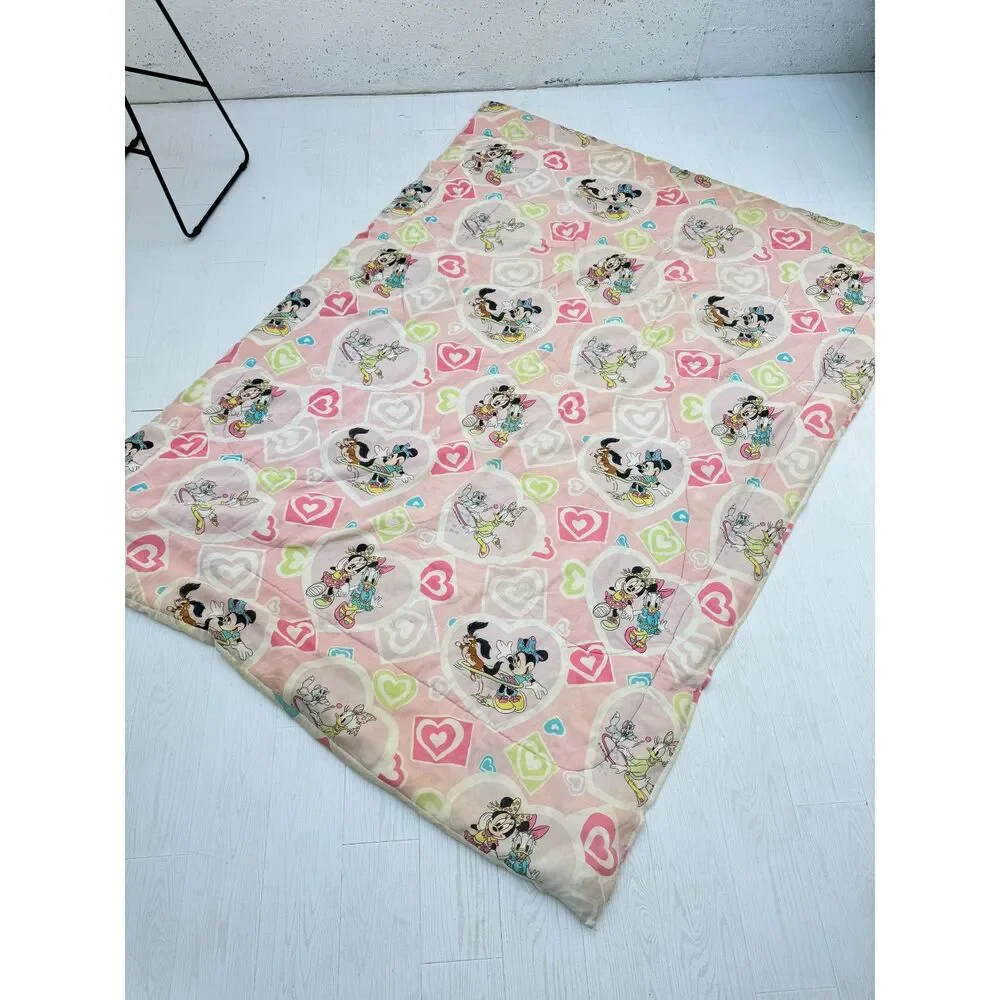 AS-IS Vintage 80s/90s Disney Minnie Mouse Daisy Duck Twin Comforter Pastel Heart